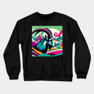 Mountain Majesty - Pop Art Alpine Ibex Crewneck Sweatshirt